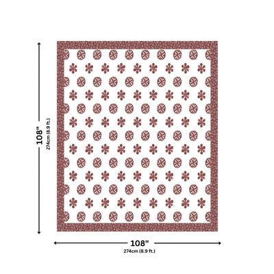 Rust Red Royal Mandala Tropical Trio King Size Pure Cotton Bedsheet