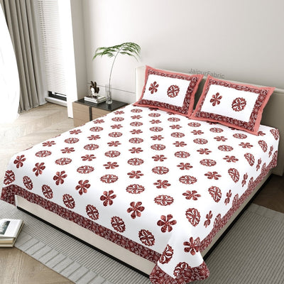 Rust Red Royal Mandala Tropical Trio King Size Pure Cotton Bedsheet