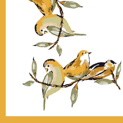 Mustard Yellow Birds Harmony King Size Pure Cotton Bedsheet