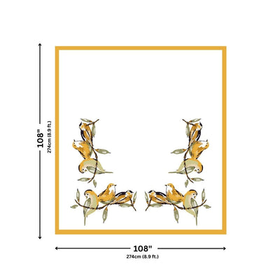 Mustard Yellow Birds Harmony King Size Pure Cotton Bedsheet