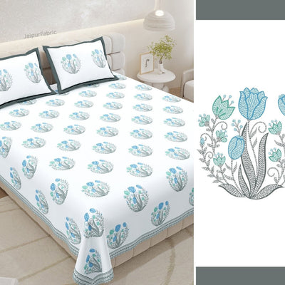 Slate Grey Tulip Harmony King Size Pure Cotton Bedsheet