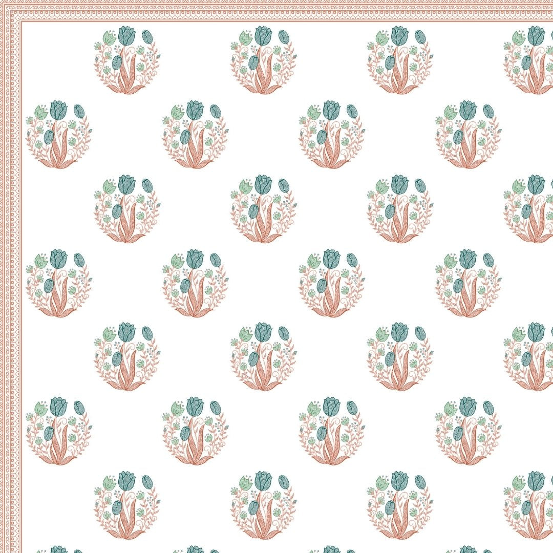 Tangerine Orange Tulip Harmony King Size Pure Cotton Bedsheet