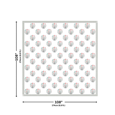 Bottle Green Bunny Meadow King Size Pure Cotton Bedsheet