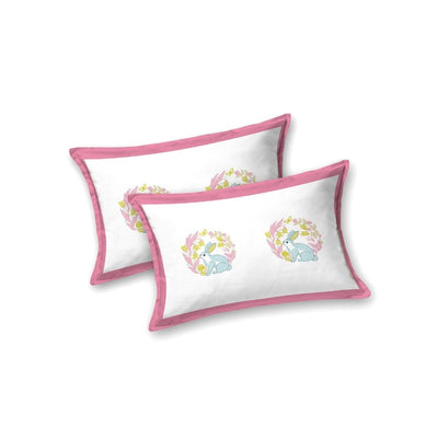 Blossom Pink Bunny Meadow King Size Pure Cotton Bedsheet