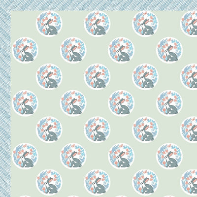 Mint Green Bunny Meadow King Size Pure Cotton Bedsheet