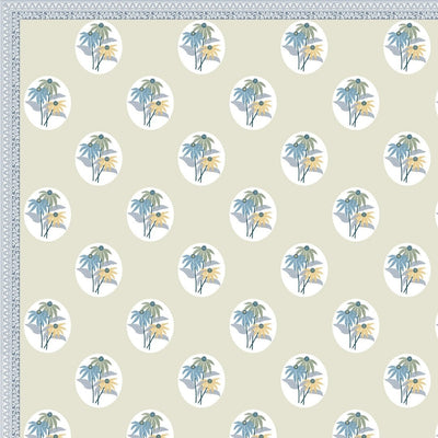 Seafoam Green Garden Oval King Size Pure Cotton Bedsheet