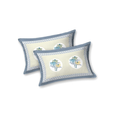 Seafoam Green Garden Oval King Size Pure Cotton Bedsheet