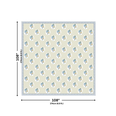 Seafoam Green Garden Oval King Size Pure Cotton Bedsheet