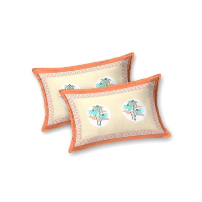 Vanilla Peach Garden Oval King Size Pure Cotton Bedsheet