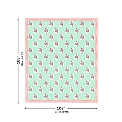 Mint Coral Winter Wonderland King Size Pure Cotton Bedsheet