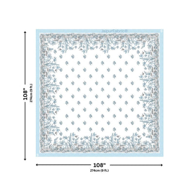 Sky Blue Botanical Paradise Bedsheet | Set of 1 Bedsheet and 2 Pillow Covers (108" X 108")