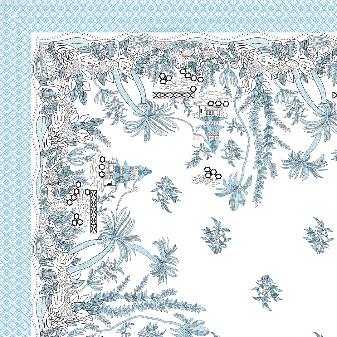 Sky Blue Botanical Paradise Bedsheet | Set of 1 Bedsheet and 2 Pillow Covers (108" X 108")