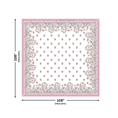 Soft Pink Floral Meadow Bedsheet | Set of 1 Bedsheet and 2 Pillow Covers (108" X 108")