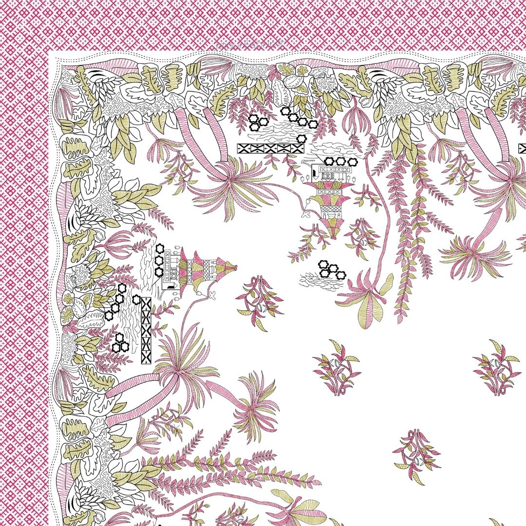 Soft Pink Floral Meadow Bedsheet | Set of 1 Bedsheet and 2 Pillow Covers (108" X 108")
