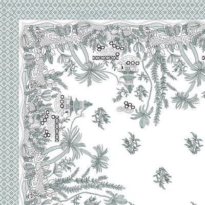 Teal Green Nature Harmony Bedsheet | Set of 1 Bedsheet and 2 Pillow Covers (108" X 108")