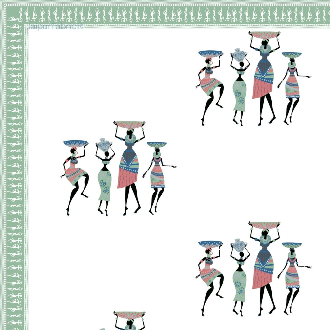 Tribal Folk Art Design Green Essence Pure Cotton Bedsheet