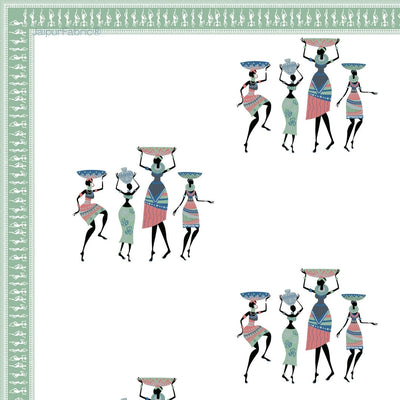 Tribal Folk Art Design Green Essence Pure Cotton Bedsheet