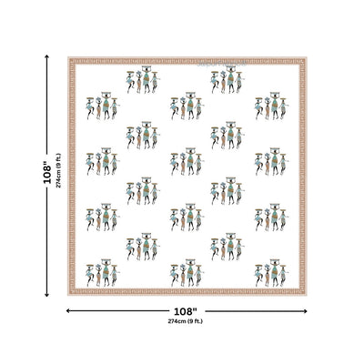 Tribal Folk Art Design Rustic Brown Pure Cotton Bedsheet