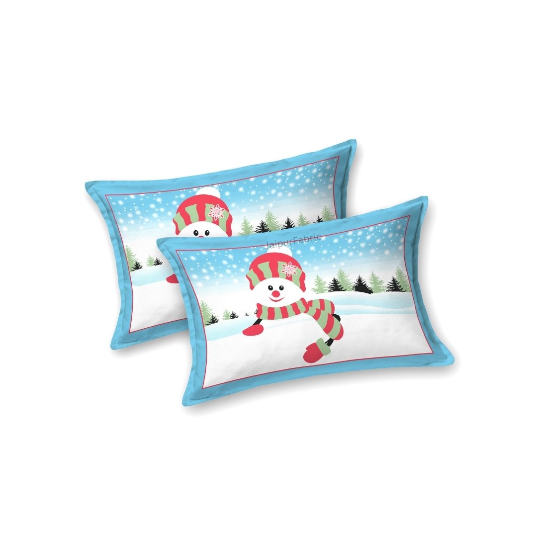 Frost Blue Winter Wonderland King Size Pure Cotton Bedsheet