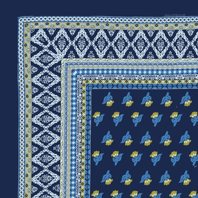 Traditional Floral Jaal Indigo Cobalt King Size Bed Sheet