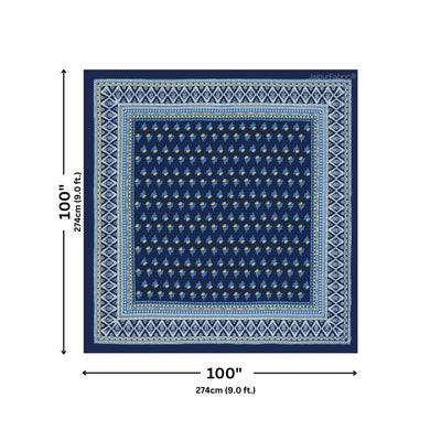 Traditional Floral Jaal Indigo Cobalt King Size Bed Sheet