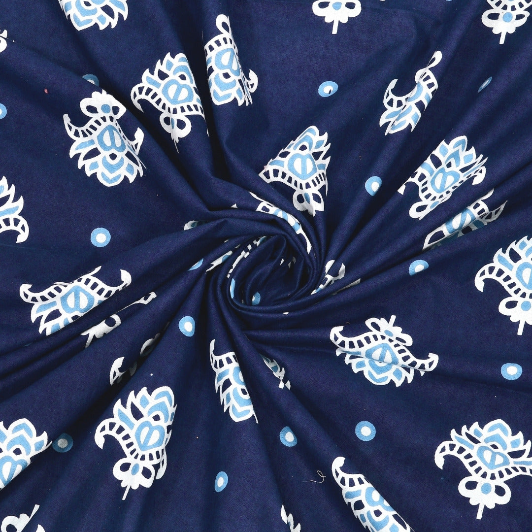 Classic Mango Buti Deep Navy King Size Bed Sheet