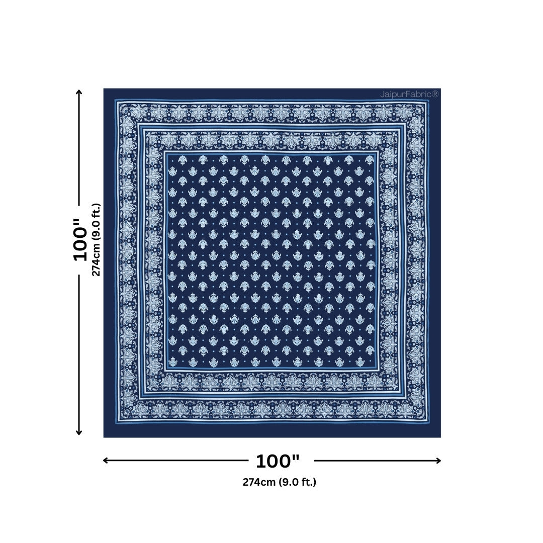 Classic Mango Buti Deep Navy King Size Bed Sheet