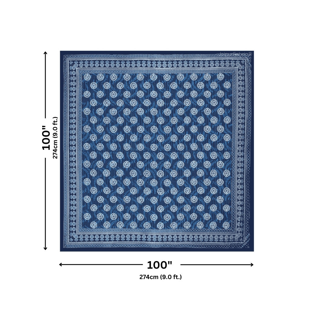 Geometric Star Lattice Ink Blue King Size Bed Sheet