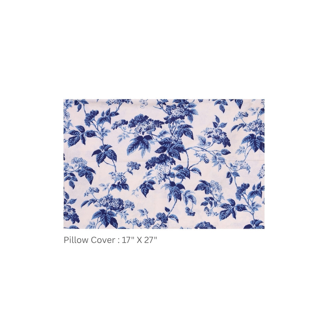 Blue Leafy Vine Floral Pure Cotton King Size Bedsheet