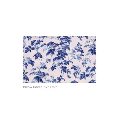 Blue Leafy Vine Floral Pure Cotton King Size Bedsheet