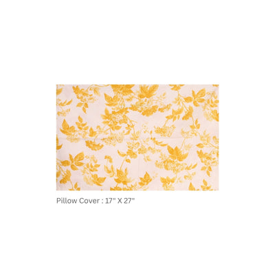 Yellow Leafy Vine Floral Pure Cotton King Size Bedsheet