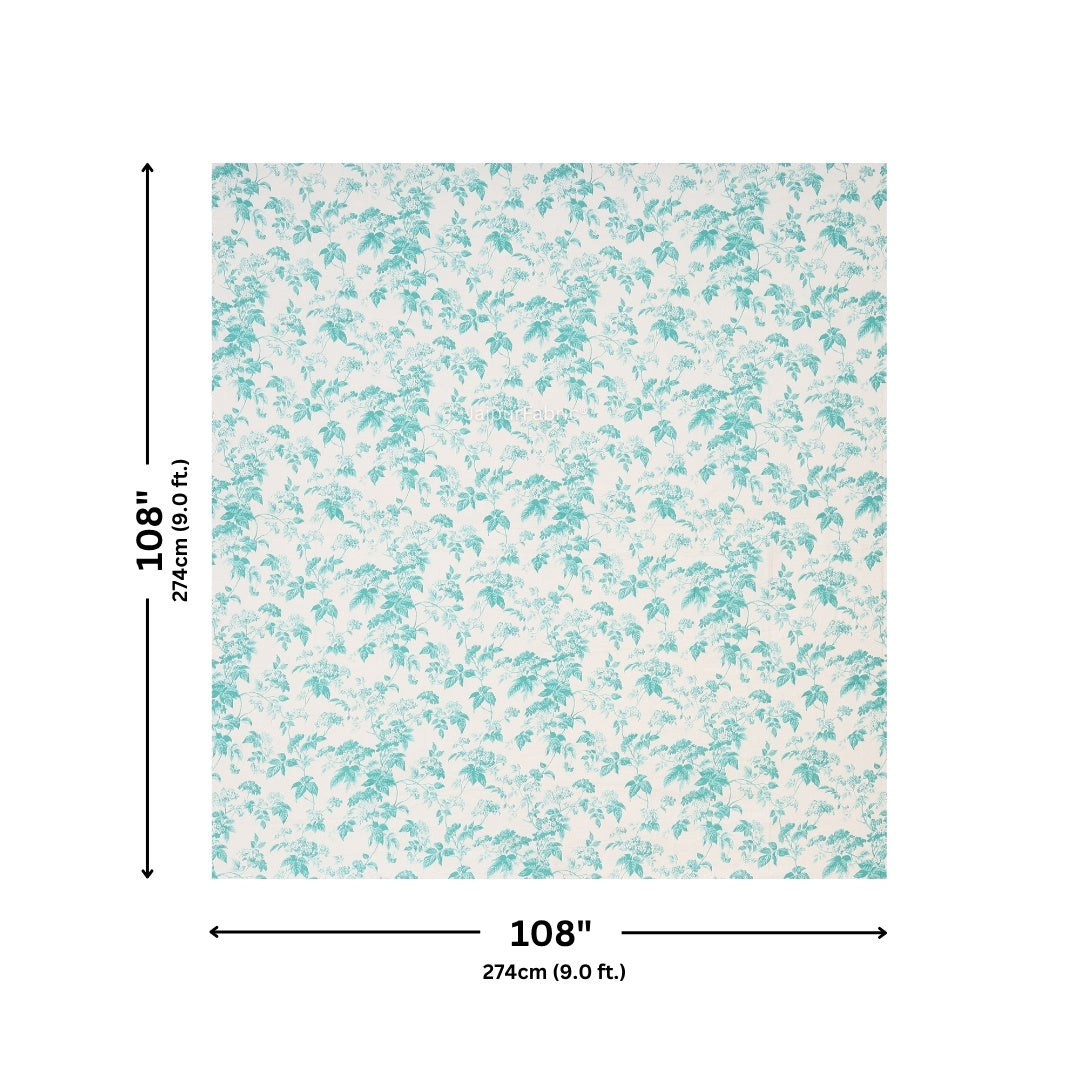 Aqua Leafy Vine Floral Pure Cotton King Size Bedsheet