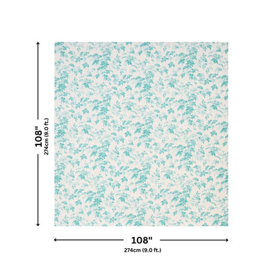 Aqua Leafy Vine Floral Pure Cotton King Size Bedsheet