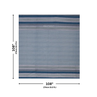 Grey & Blue Geometric Stripe & Chevron Pure Cotton King Size Bedsheet