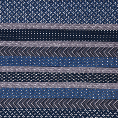 Dark Blue Geometric Stripe & Chevron Pure Cotton King Size Bedsheet