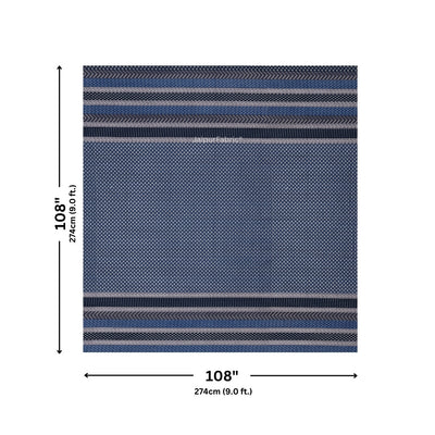 Dark Blue Geometric Stripe & Chevron Pure Cotton King Size Bedsheet