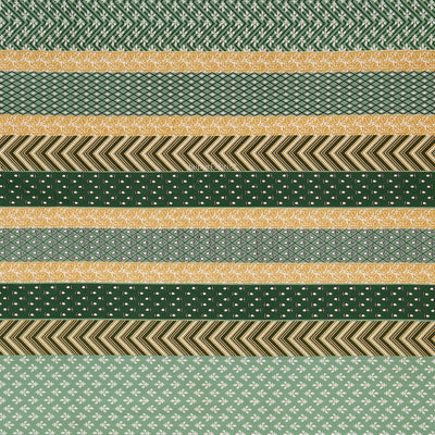 Green & Mustard Geometric Stripe & Chevron Pure Cotton King Size Bedsheet