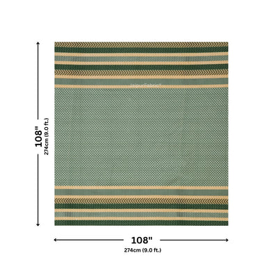 Green & Mustard Geometric Stripe & Chevron Pure Cotton King Size Bedsheet