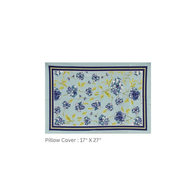 Sky Blue Scattered Garden Floral Pure Cotton King Size Bedsheet