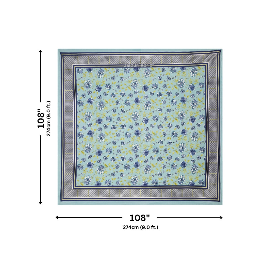 Sky Blue Scattered Garden Floral Pure Cotton King Size Bedsheet