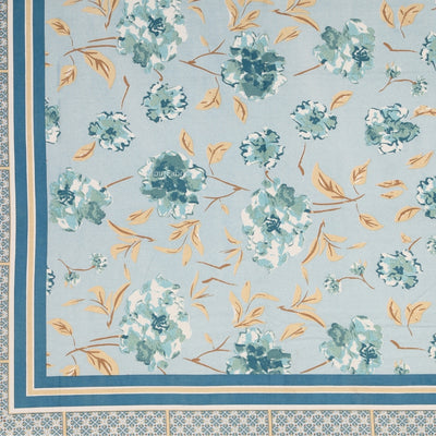 Pastel Blue Scattered Garden Floral Pure Cotton King Size Bedsheet