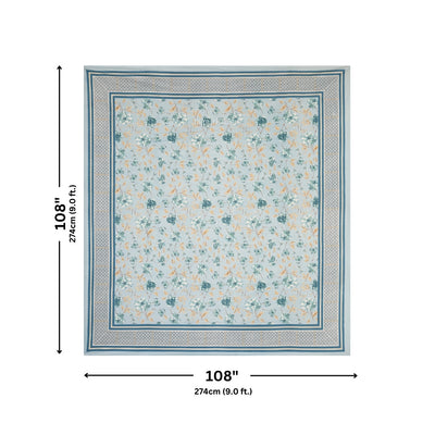 Pastel Blue Scattered Garden Floral Pure Cotton King Size Bedsheet