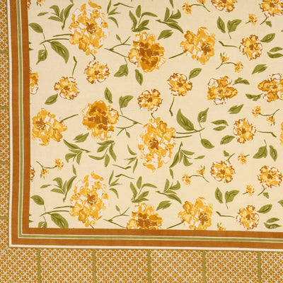 Golden Yellow Scattered Garden Floral Pure Cotton King Size Bedsheet