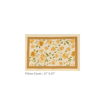 Golden Yellow Scattered Garden Floral Pure Cotton King Size Bedsheet