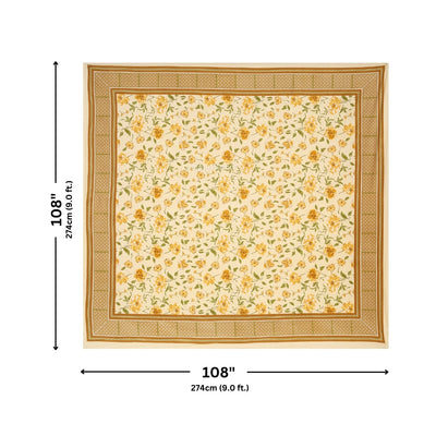 Golden Yellow Scattered Garden Floral Pure Cotton King Size Bedsheet