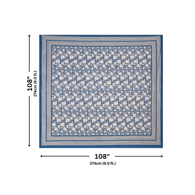 Royal Blue Ethnic Floral Jaal Pure Cotton King Size Bedsheet