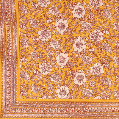 Mustard Yellow Ethnic Floral Jaal Pure Cotton King Size Bedsheet