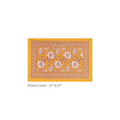 Mustard Yellow Ethnic Floral Jaal Pure Cotton King Size Bedsheet