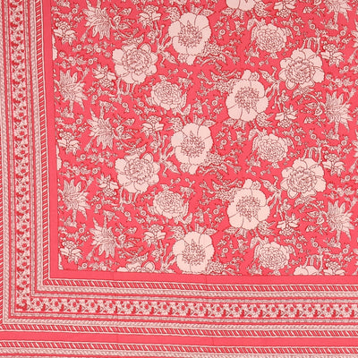 Rose Pink Ethnic Floral Jaal Pure Cotton King Size Bedsheet