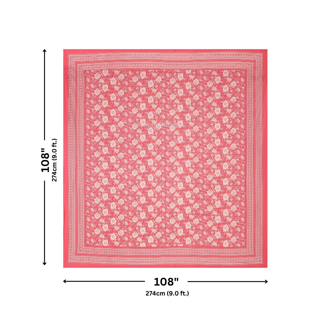 Rose Pink Ethnic Floral Jaal Pure Cotton King Size Bedsheet